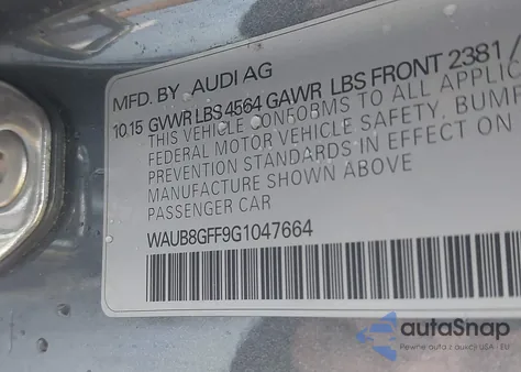 2016 Audi A3 2.0T Premium from USA, damaged, VIN WAUB8GFF9G1047664